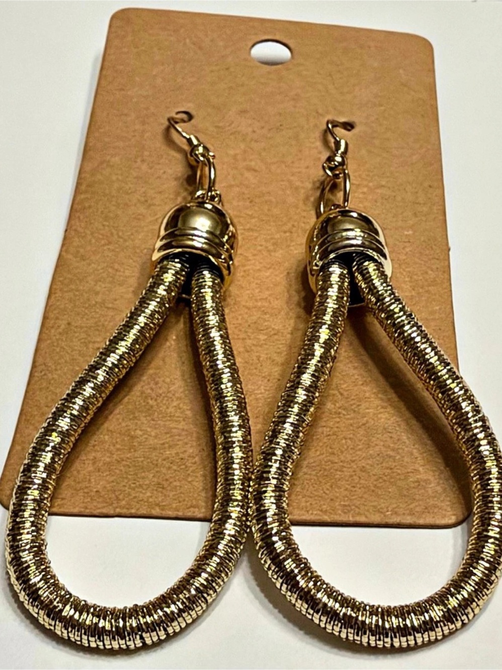 Gold-Tone Textured Drop Earrings